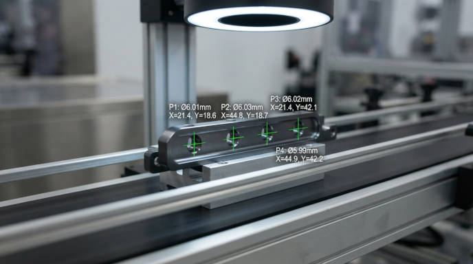 Example image illustrating dimensional inspection on a production line